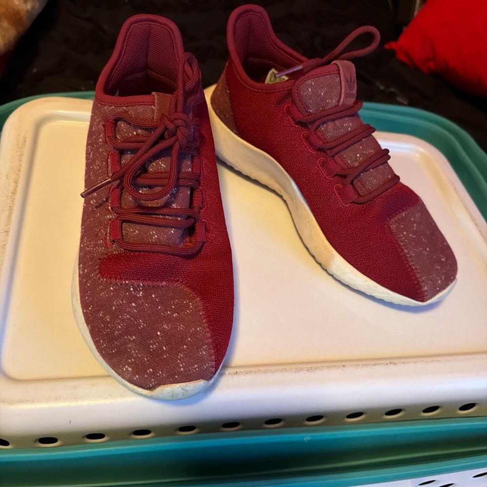 Adidas Maroon and White Sneakers